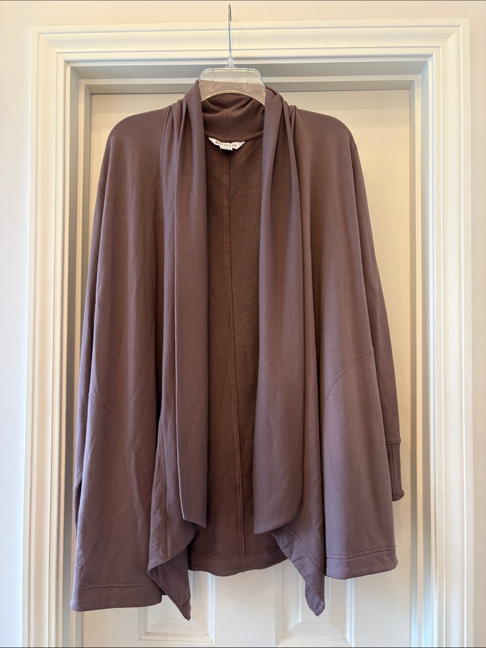 Athleta Open Front Drape Cardigan Wrap Jacket XL Mauve Brown Athleisure